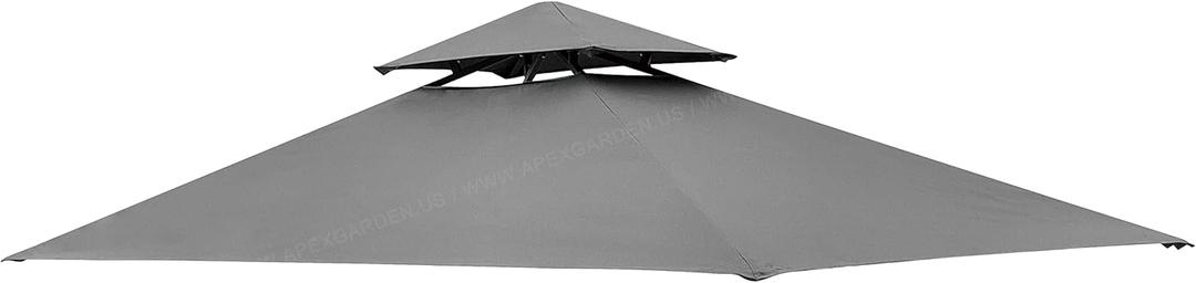 APEX GARDEN Replacement Canopy Top CAN ONLY FIT for Model #L-GG001PST-F 8' X 5' Brown Double Tiered Canopy Grill BBQ Gazebo (Top Only) (Grey) (Gray)