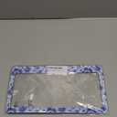 1-Pack Blue White Porcelain Floral License Plate Frames for Women Man, 2 Holes Blue Flowers Aluminum License Plate Holder,Vintage Floral License Plate Cover with Keychain Wrist Lanyard