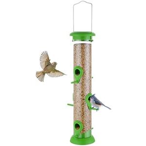 TrampgiK Bird Feeder Premium Hard Plastic for Wild Bird Feeders for Outdoors, Tube Bird Feeders for Outdoors Hanging,14 Inch 6 Port Lawn,Pack of 1