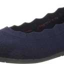 Skechers Women's Cleo 2.0-Love Spell Scalloped Knit Skimmer Flats with Air-Cooled Memory Foam Ballet (8.5, Navy)