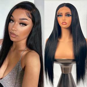 26 Inch Straight Wigs Human Hair 13x4 Lace Front Human Hair Wigs Pre Plucked 180 Density HD Transparent Straight Lace Frontal Wigs for Women Glueless Wigs Human Hair Natural Color