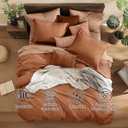 Monbix Oversized King Comforter Set - 7 Pieces Cationic Dyeing Autumn Leaf Bed in a Bag Bed Sets with Comforter, Sheets, Pillowcases & Shams, Reversible Bedding Comforters Sets