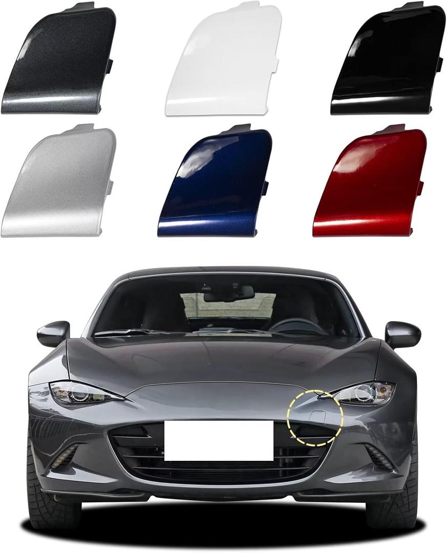 Car Front Bumper Tow Hook Cover Compatible with Mazda MX-5 Miata MX5 2016 2017 2018 2019 2020 2021 2022 2023 Trailer Cover Cap N24350A11 Tow Hook Cap Towing Eye Cap Gray (Gray Left driver's side)
