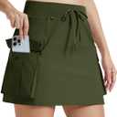 MAGCOMSEN Women's Hiking Cargo Skort High Waisted Tennis Golf Skirt 4 Pockets Summer Casual Athletic Skirt with Liner (L)
