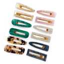 Parcce 12 Pieces Acrylic Resin Marble Hair Clips Set, Decorative Pearls Hair Barrettes Sweet Decorative Bobby Pins Hairpin Headwear Hair Accessories Headwear for Women and Girls