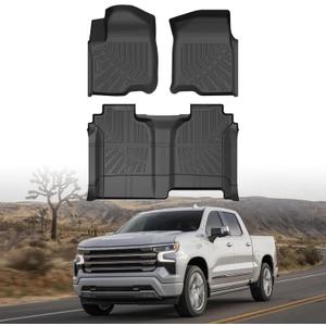 Cartist Floor Mats for 2019-2026 Chevy Silverado/GMC Sierra 1500, 2020-2026 2500 HD/3500 HD Crew Cab, All Weather Floor Liners for Silverado Accessories, Heavy Duty TPE Car Mats, Car Accessories