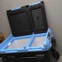 Tecnolove 45L Dual Zone Car Refrigerator Freezer, -4~68, 48Qt Compressor Cooler with Reversible Door, Metal Handle, Dual Battery Slot, 100240V AC / 12V / 24V DC Powered, LED Light  Ice Blue