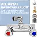 4" All Metal RV Shower Faucet with Quick Connect, Camper Shower Faucet Valve Diverter Replacement, RV Exterior Quick Connect Faucet, Hot and Cold Water Control for RV or Camper