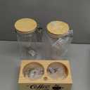 Glass Coffee Canister Set with Shelf & Spoon 2 Piece Coffee Containers for Coffee Bean Storage Airtight Seal, Coffee Bar Accessories Filter Holder for Kitchen Organization