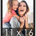 Poster Palooza 11x16 Frame Black Solid Wood Picture Frame | 0.75 Inch Moulding Width | Includes UV Acrylic Plexiglass, Foam Board Backing & Hanging Hardware