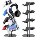 Controller Holder for PS5/PS4/Xbox/Switch, Headphone Stand with 2 USB Charging Ports and Type-C and Headphone Jack, Headset Holder with Cable Organizer, Controller Stand for Desk, 4 Tiers