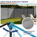 Windscreen4less Outdoor Privacy Fence Screen, 5'x24' Freestanding Privacy Fencing Set with Iron Poles and Ground Spikes, UV Resistant Mesh Cover Garden Pet Fencing for Backyard Patio Pool, Light Gray
