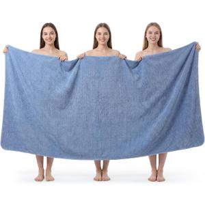 REDKISS Pack of 1 Jumbo Bath Sheet, 40 x 80 Inches Microfiber Oversized Bath Towel for Bathroom, Extra Large & Lightweight, Quick-Dry, Super Soft & Highly Absorbent, Perfect to Wrap Yourself in, Blue