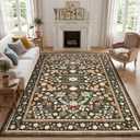 GarveeHome 10x14 Area Rugs for Bedroom Machine Washable Rugs Soft Low Pile Non-Slip Backing Stain Resistant Large Carpet for Living Room Farmhouse Dining Room Nursery Brown