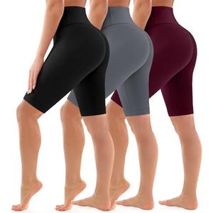 Bluemaple 3 Pack Biker Shorts Women High Waisted- 8" Tummy Control,Ultra-Comfort for Workouts,Yoga & Daily Wear with Pockets SMALL - MEDIUM