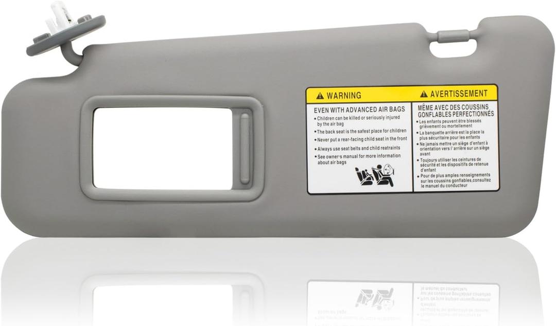 Driver Left Side Sun Visor Replacement Compatible with Toyota Highlander 2008 2009 2010 2011 2012 2013 Replaces# 74320-48500-B0 Color Gray