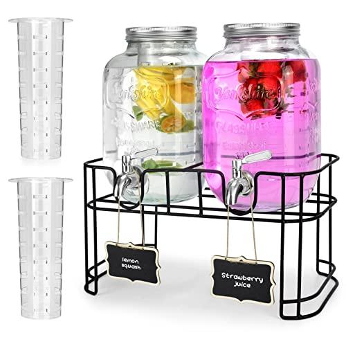 1 Gallon Glass Drink Dispensers For Parties 2PACK.Beverage Dispenser,Glass Drink Dispenser With Stand And Stainless Steel Spigot 100% Leakproof.Lemonade Dispenser With Ice Cylinder.Laundry Detergent 1 Gallon Glass Drink Dispensers For Parties 2PACK.Beverage Dispenser,Glass Drink Dispenser With Stand And Stainless Steel Spigot 100% Leakproof.Lemonade Dispenser With Ice Cylinder.Laundry Detergent