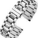 TStrap Metal Watch Band Quick Release Watch Bands for Men Women - Stainless Steel Smart Watch Strap Bracelet Replacement Polished - 12mm 20mm 22mm 24mm (Silver)