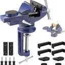 Table Vise, 3" Bench Vise Universal Rotate 360 Work Clamp-On Vise, Table Vice clamp With Multifunctional Jaw for Woodworking, Drilling, Sawing, Metal Working