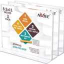 NIUBEE Acrylic Sign Holder 8.5x11 Inches 3 Pack Horizontal, T Shape Double Sided Clear Frames, Plastic Paper Flyer Display Holder, Document Menu Table Stand for Office, Store -Landscape