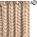 Ambesonne Orange and White Window Curtains Pack of 2, Retro Gingham Style Checkered Squares Pattern in Warm Colors Plaid, Lightweight Set with Rod Pocket, 4 Panels of - 28" x 84", White Orange