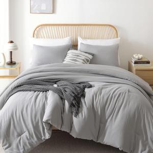 ROSGONIA Queen Comforter Set Grey, 3pcs Bedding Comforter Sets (1 Gray Comforter & 2 Pillowcases) All Season Soft Lightweight Bedspread Blanket Quilt