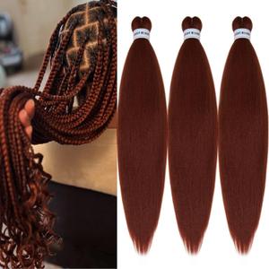 Ginger 350 Braiding Hair Pre Stretched Kanekalo Prestretched Braiding Hair 26 Inch Brown Copper Auburn Braiding Hair Extensions for Box Braids