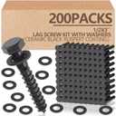 Tandefio 200 Pack 1/2''X 3'' Lag Bolts Screw with Washer Galvanized, Black