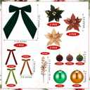 Soulchen 24 Pcs Neutral Velvet Christmas Ornaments Decor Kit 2.36 Inch 12 Christmas Tree Ornaments Balls 12 Vintage Green and Brown Velvet Bows for Xmas Tree Home Decor