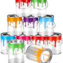 Reallnaive 24 Pcs Art Paint Party Favors Supplies, Clear Empty Paint Cans with Lids, Mini Plastic Buckets, Small Transparent Containers for Treats Candy Crafts DIY Decor (2.76 x 3.54 Inch)