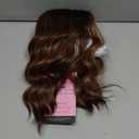 Eawwii Brown with Caramel Highlights Short Wavy Wig for Women Lace Hairline Bob Style Synthetic Heat Resistant - Natural Appearance for Everyday Hairstyle 14 Inch