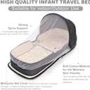 YVMVDV Portable Travel Bassinet for 0-8M Baby, Portable Travel Baby Bed, Cosleeping Baby Bed with Mosquito Net, Lightweight and Foldable