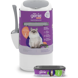 Litter Genie Style Pail Cat Litter Box Waste Disposal System for Odor Control Includes 1 Square Refill Bag