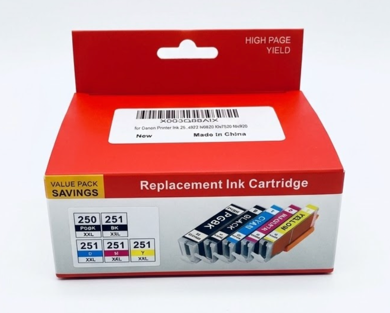 QUEENPRINT PGI-250XL CLI-251XL 5-Pack Compatible Canon pixma Ink Replacement for Canon 250 251 Ink Cartridge to use with PIXMA MX922 MG5520 IX6820 MG6320 MG6620 IP8720