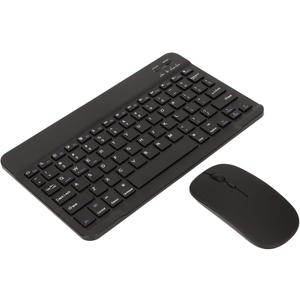GOWENIC Cordless Keyboard Mouse Set, Portable 2.4G BT Dual Mode USB Keyboard Mouse, Rechargeable External Silent 10in Keyboard Mouse Combo, Black