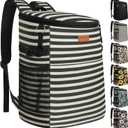 Camping Cooler Backpack 30 Cans, Soft Backpack Coolers Insulated Leak Proof Travel Cooler Bag Waterproof Lunch Picnic Beach Work Trip Thermal Bag Drink Beverage Beer Bag Cooler (Black White Stripe)