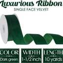 2 x MEEDEE Forest Green Velvet Ribbon 1.5 Inch Single Face Nylon Velvet Ribbon 10 Yards Spool Dark Green Ribbons for Christmas Tree, Gift Wrappig, Rustic Wreath, Velvet Bow, Hair Bows, Home Decor
