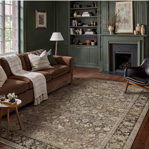 8x10 Machine Washable Rugs Brown Hallway Large Area Rug Indoor Accent Rug Floral Low Pile Carpet Soft Throw Aesthetic Rug Bedroom Living Room Office Dining Room Kitchen Laundry Room