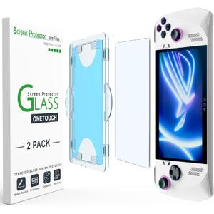 amFilm OneTouch Screen Protector Designed for ASUS ROG Ally 2023 /ROG Ally X 2024 7 inch - with Auto Alignment Kit, Bubble Free, Tempered Glass, 2 Pack