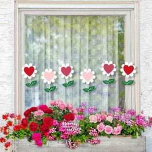 BreezeHug 6 Pcs Valentine's Day Heart Shaped Flower Planter Stakes Outdoor Garden Stakes Sign Valentine Flower Stick Pink Red Decorative for Yard Patio Lawn Decor (Solid Color) (3.9 Inch)