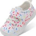BARERUN Kids Canvas Shoes Running Shoes for Girls Boys Wide Toe Box Barefoot Toddler Sneakers Girls Boys School Shoes Non-Slip Toddler Tennis Shoes (White)