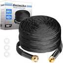 Gnimihz Garden Hose 50ft, Made of TPE(Not PVC), Ultra-Light & Flexible Water Hose with Solid Brass Fittings, Non-Shrinking, Easy to Storage, Drinking Water Safe Material, All-weather, Black, Newbox