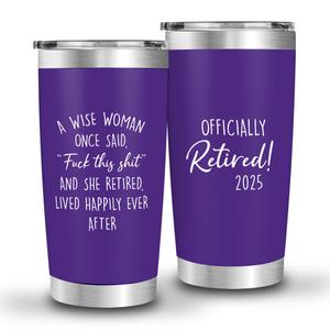 FUNITZ Retirement Gifts For Women 2025 - A Wise Woman Once Said Im Outta Here - Retirement Tumbler For Women, Her, Coworker, Boss - Funny Retirement Cups 20oz Purple Tumbler, Retired Gifts For Woman