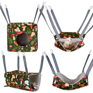 Glittme Ferret Hammock 4 Pack Ferrets Cage Accessories Washable Rat Hammock on Ferrets Cage Soft Guinea Pig hammocks for Rat, Sugar Glider, Squirrel, Guinea Pig