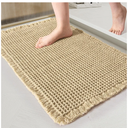Waffle Bathroom Rugs Super Absorbent Non Slip Bath Mats Quick Dry Ultra Soft Shower Mats Machine Washable Bathroom Rugs with Tassels, Khaki, 18"x30"