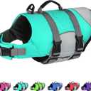 Dogcheer Dog Life Jacket, Reflective Dog Life Vest for Swimming Boating, Adjustable Puppy Swim Vest Ripstop Pet PFD Floating Preserver Small Medium Large Dogs - Pine-Green Gray M