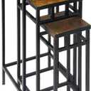 Zhongma Set of 3 Metal Plant Stand with Slate Top Fully Assembled Square Flower Shelf without Installation Required