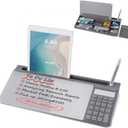 Small Glass Desktop Whiteboard Dry-Erase-Board - Computer Keyboard Stand with Calculator White Board Surface Pad with Drawer, Desk Organizers with Accessories for Office, Home, School Supplies