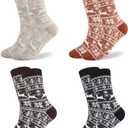 Women's Wool Socks  Warm Thermal Winter Knit, Cozy Fuzzy Thick Soft Cabin Boot Style, Cute Colorful Cold Weather