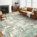 LOONGRUG 5x7 Area Rugs Living Room: Washable Large Abstract Soft Green Rug Stain Resistant Indoor Floor Non-Slip Accent Carpet for Men Modern Home Enthusiasts Aged 25-45 - Bedroom Office Playroom
